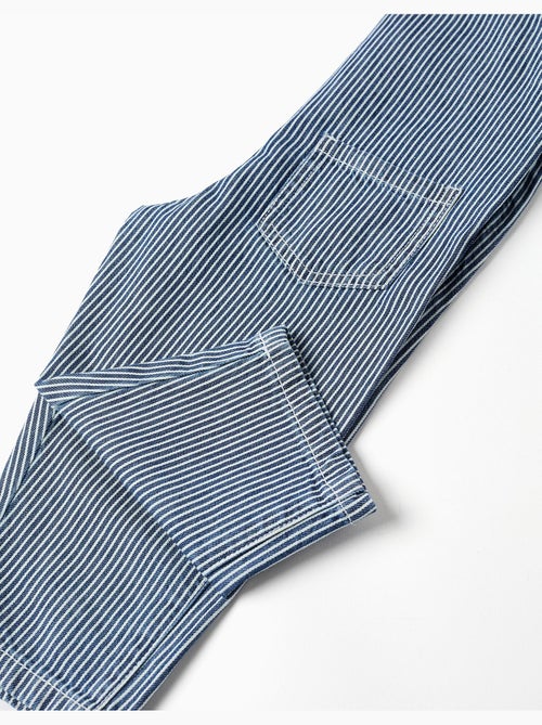Gestreepte denim tuinbroek met zakken - Kiabi