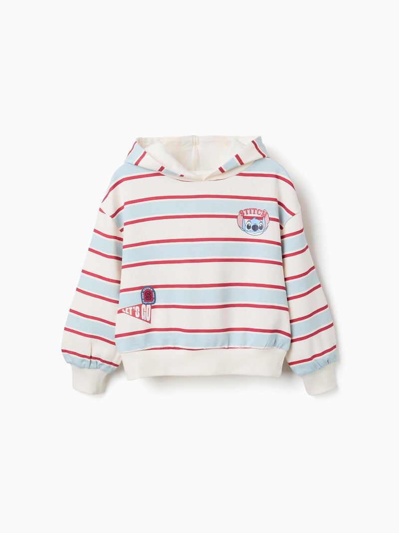 Gestreepte geborstelde sweatshirt met capuchon stitch Wit - Kiabi