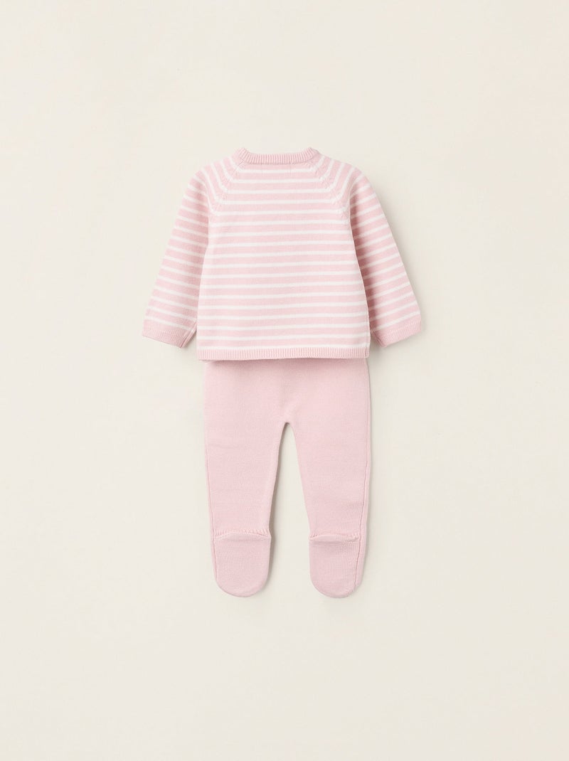 Gestreepte gebreide set Roze - Kiabi