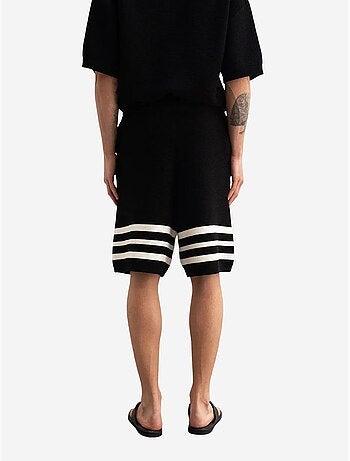 Gestreepte gebreide shorts met taillekoord giesto