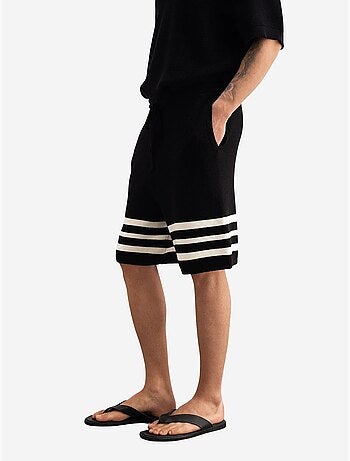 Gestreepte gebreide shorts met taillekoord giesto