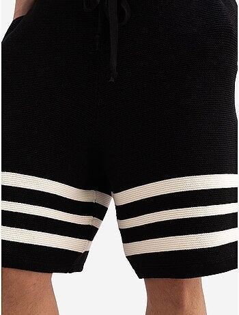 Gestreepte gebreide shorts met taillekoord giesto