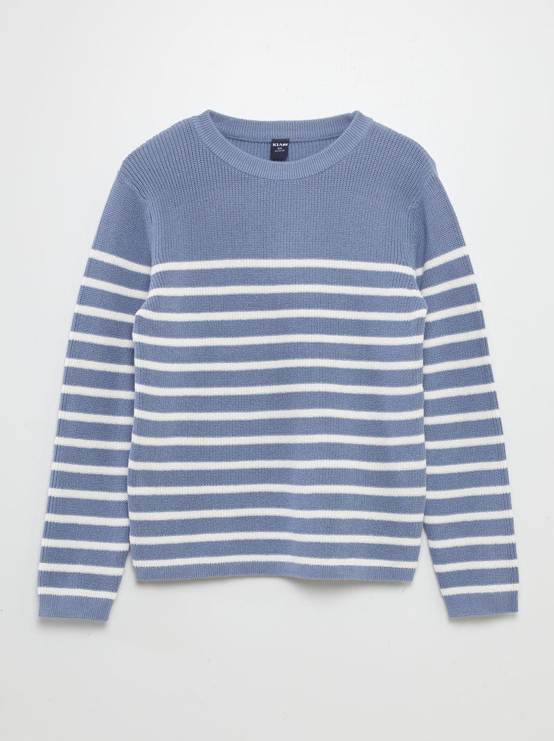 Gestreepte, gebreide trui BLAUW - Kiabi