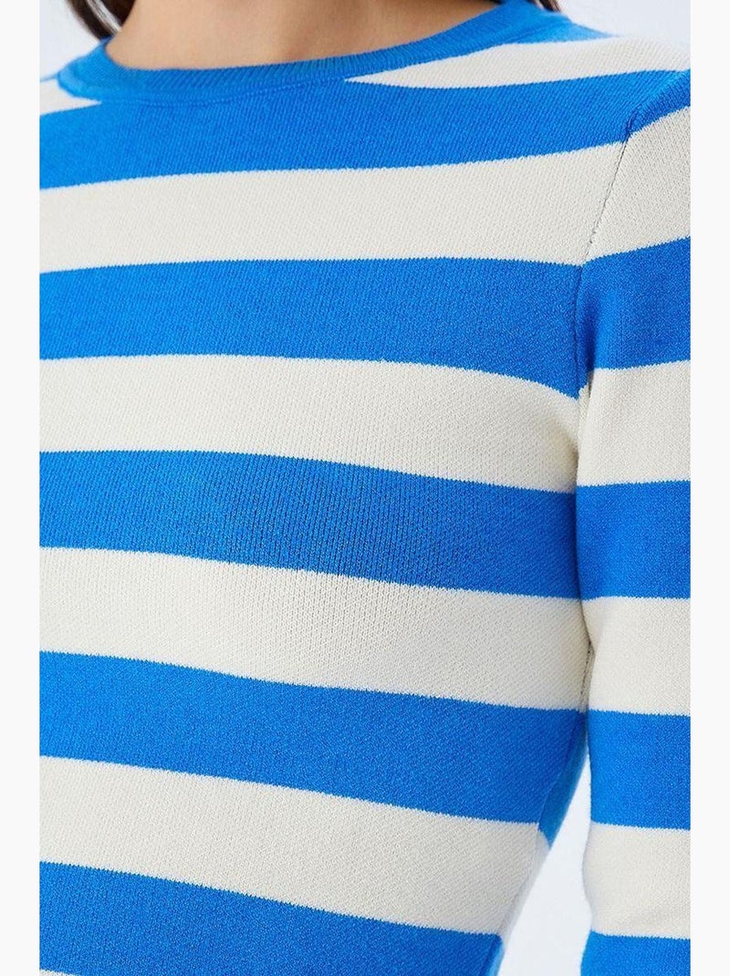 Gestreepte gebreide trui mixray Electrisch blauw - Kiabi