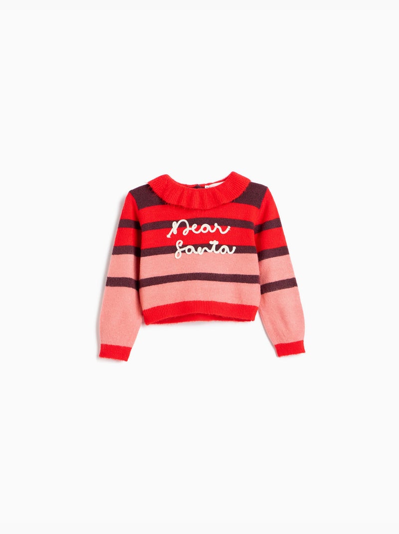 Gestreepte gebreide trui, mo fashion Rood - Kiabi