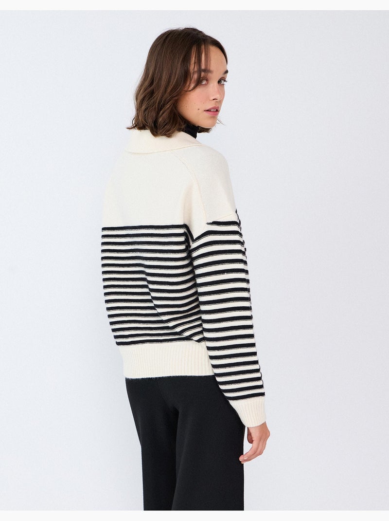 Gestreepte gebreide trui, mo fashion Zwart - Kiabi