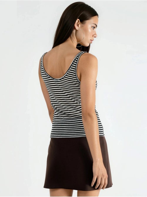 Gestreepte geribde camisole top met u-hals busem - Kiabi