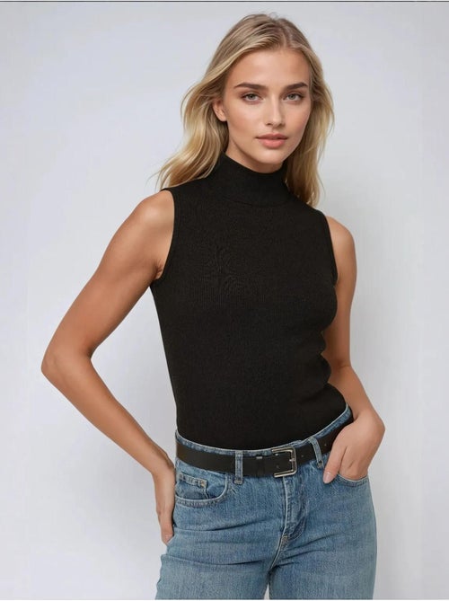 Gestreepte geribde tanktop met halve col hiccup - Kiabi