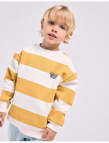 Gestreepte geruwde sweatshirt met print