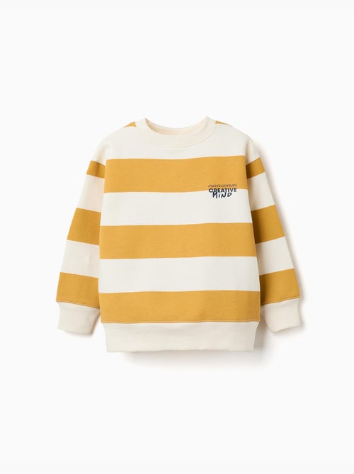 Gestreepte geruwde sweatshirt met print - Kiabi Gestreepte geruwde sweatshirt met print - Kiabi