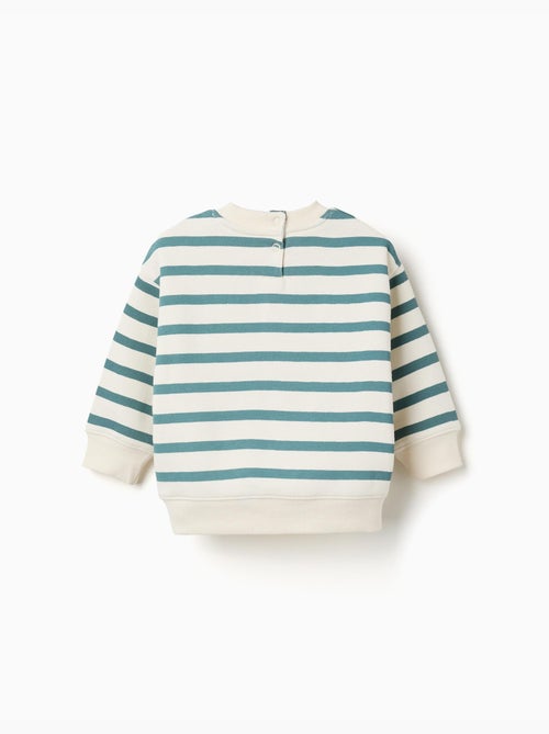 Gestreepte geruwde sweatshirt met print - Kiabi Gestreepte geruwde sweatshirt met print - Kiabi