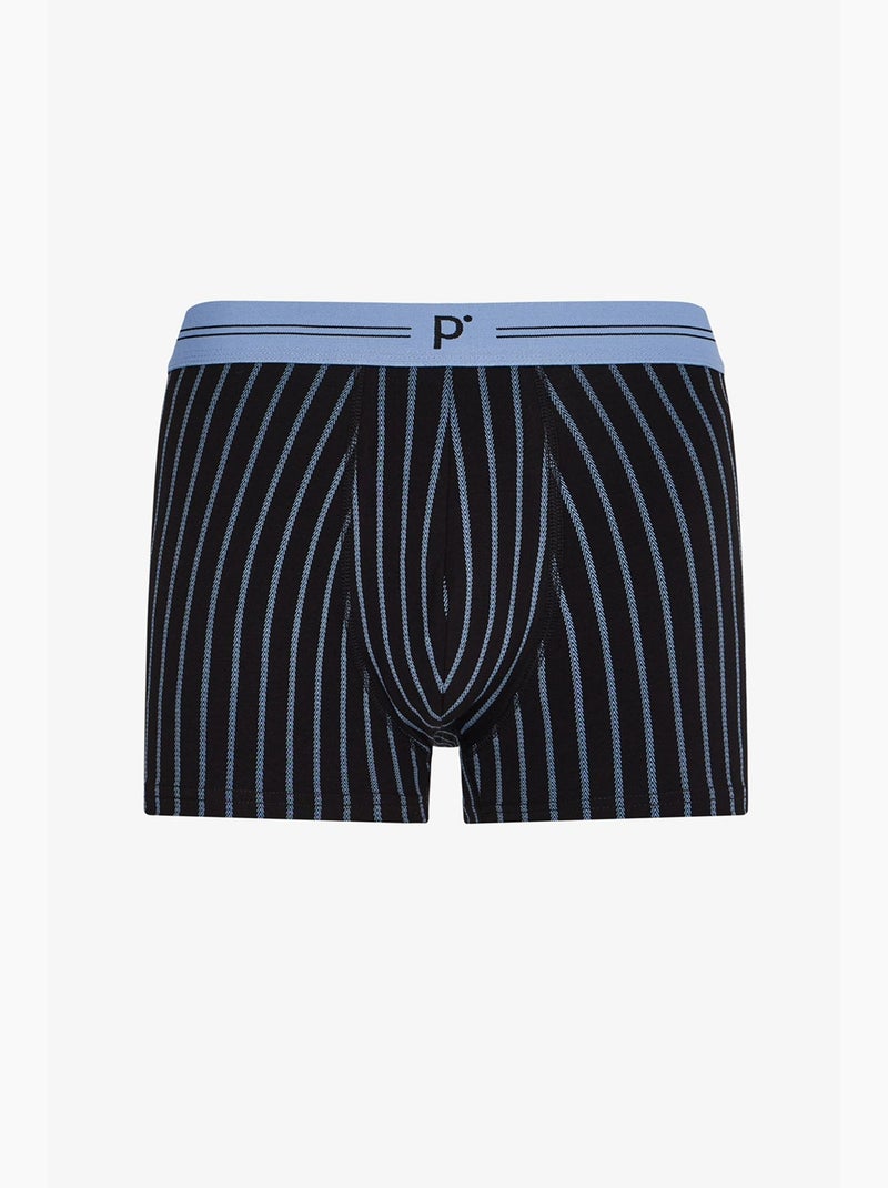 Gestreepte herenboxer penti Zwart Blauw Grijs - Kiabi