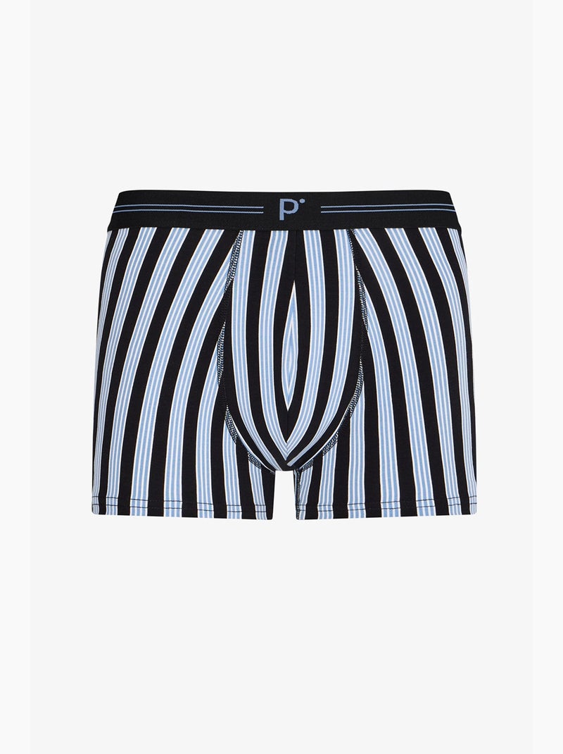 Gestreepte herenboxer penti Zwart Blauw Grijs - Kiabi
