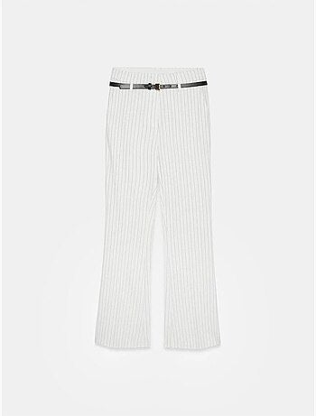 Gestreepte high-waist flared broek met riem dilvin