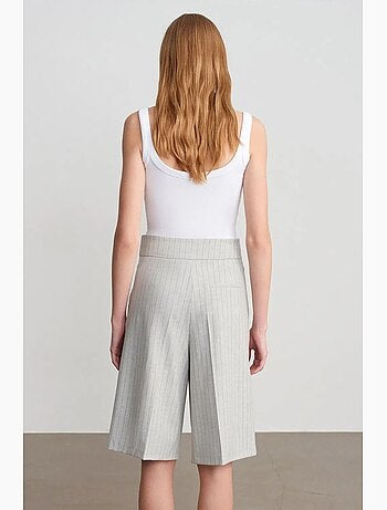 Gestreepte high-waist short met ceintuur dilvin