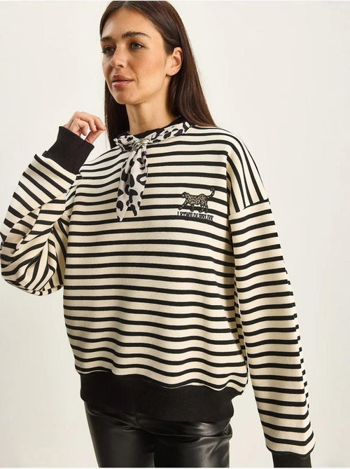 Gestreepte hoodie-sweatshirt met trekkoord lucci - Kiabi Gestreepte hoodie-sweatshirt met trekkoord lucci - Kiabi