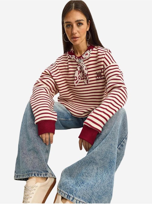 Gestreepte hoodie-sweatshirt met trekkoord lucci - Kiabi