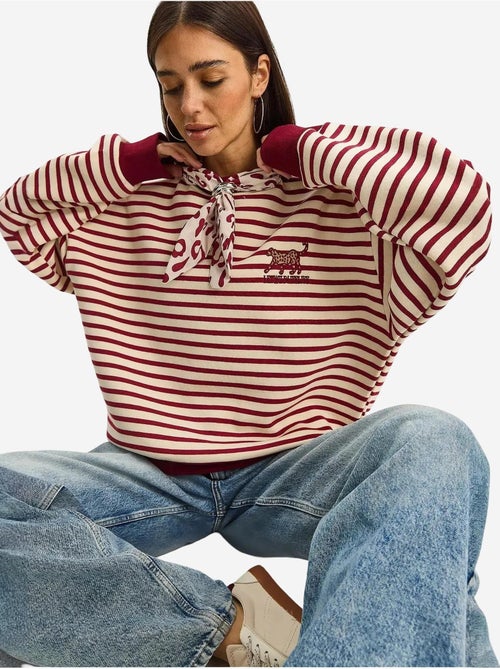 Gestreepte hoodie-sweatshirt met trekkoord lucci - Kiabi