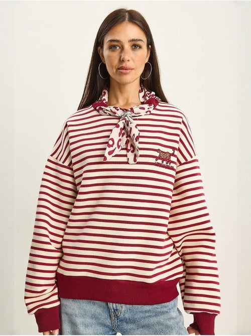 Gestreepte hoodie-sweatshirt met trekkoord lucci - Kiabi