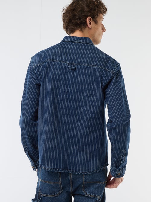 Gestreepte jeanshemd met opgestikte borstzakken - Kiabi