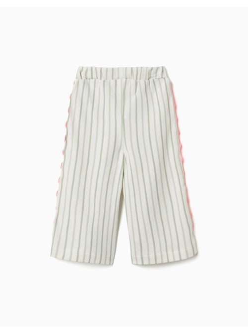 Gestreepte katoenen broek met ric rac band - Kiabi
