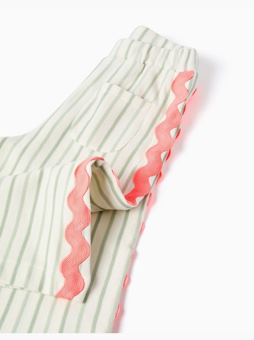 Gestreepte katoenen broek met ric rac band - Kiabi