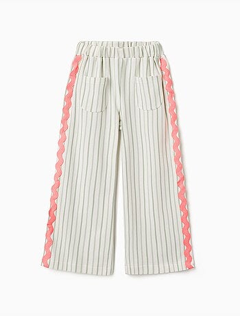 Gestreepte katoenen broek met ric rac band