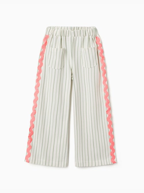 Gestreepte katoenen broek met ric rac band - Kiabi Gestreepte katoenen broek met ric rac band - Kiabi