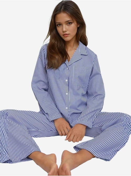 Gestreepte katoenen pyjamaset hiccup - Kiabi Gestreepte katoenen pyjamaset hiccup - Kiabi