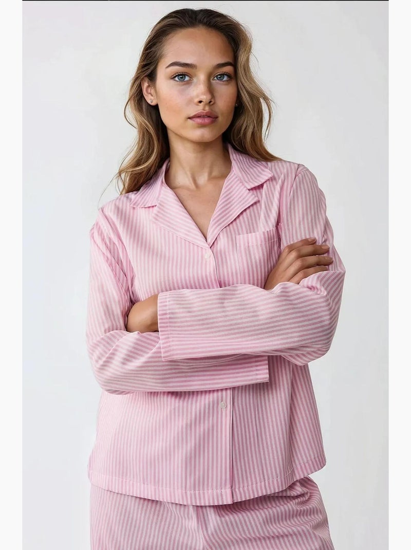 Gestreepte katoenen pyjamaset hiccup Roze - Kiabi