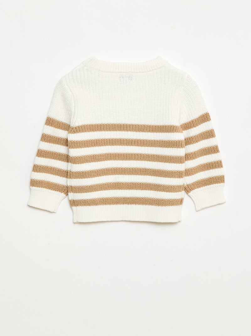 Gestreepte, katoenen trui Biege - Kiabi