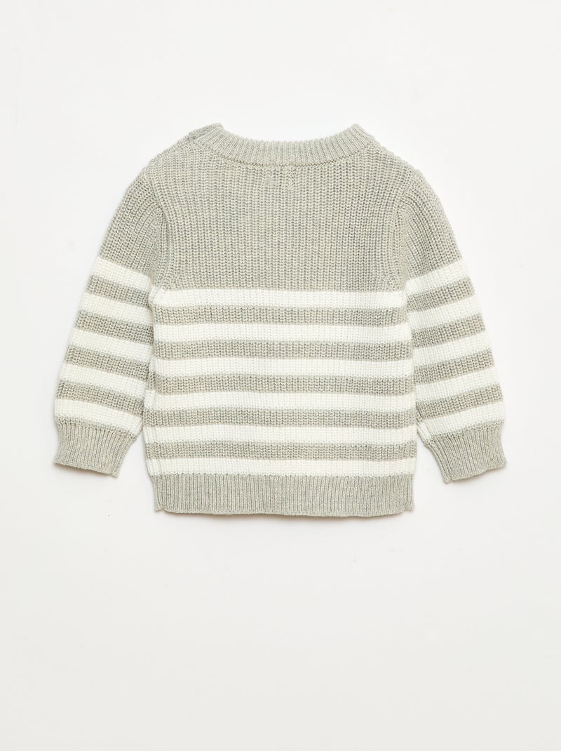 Gestreepte, katoenen trui Grijs - Kiabi