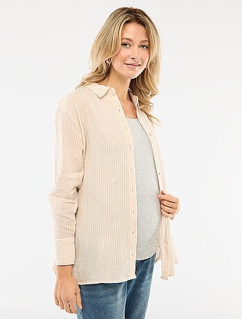 Gestreepte katoenen zwangerschapsblouse