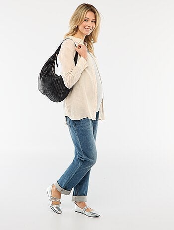 Gestreepte katoenen zwangerschapsblouse