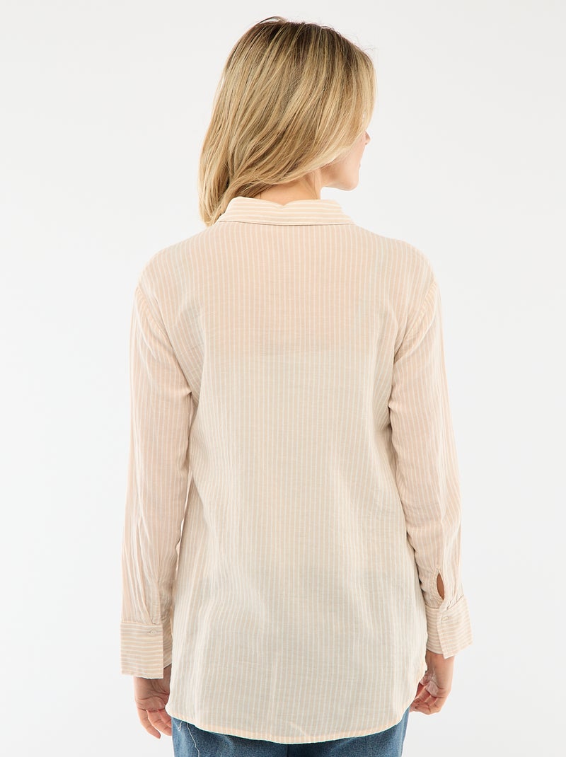 Gestreepte katoenen zwangerschapsblouse Biege - Kiabi