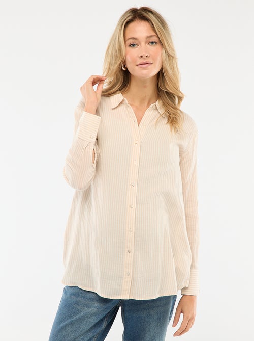 Gestreepte katoenen zwangerschapsblouse - Kiabi