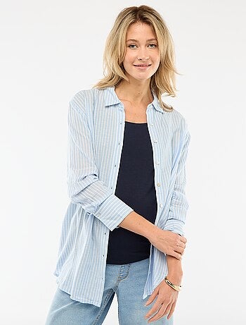 Gestreepte katoenen zwangerschapsblouse