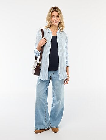 Gestreepte katoenen zwangerschapsblouse