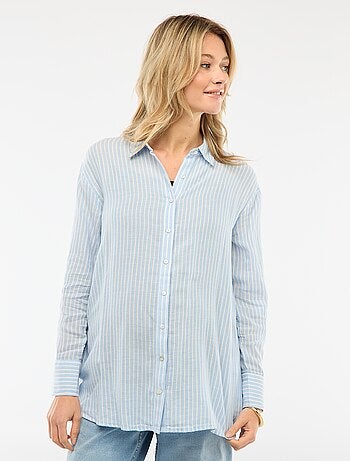 Gestreepte katoenen zwangerschapsblouse