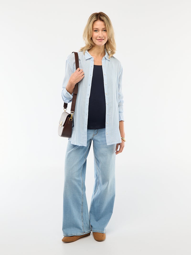 Gestreepte katoenen zwangerschapsblouse Blauw - Kiabi