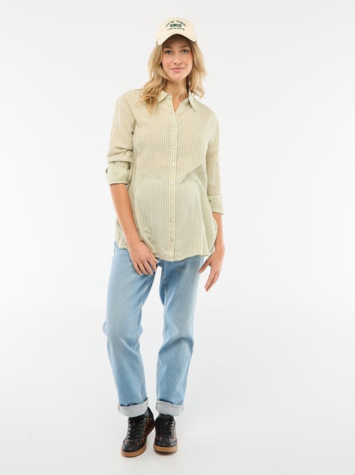 Gestreepte katoenen zwangerschapsblouse - Kiabi