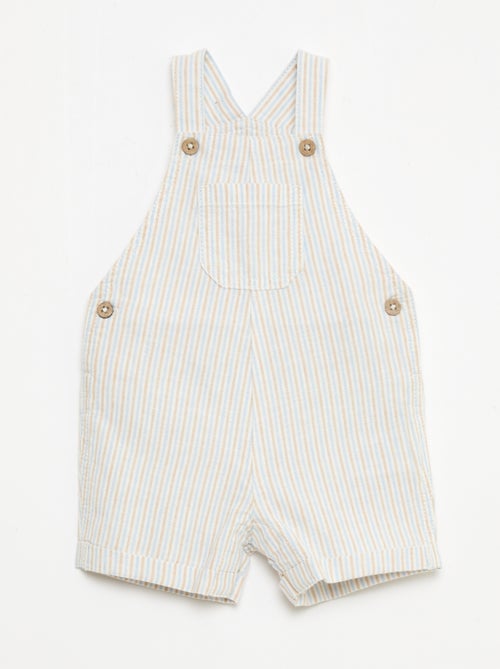 Gestreepte korte salopette van linnenmix - Kiabi