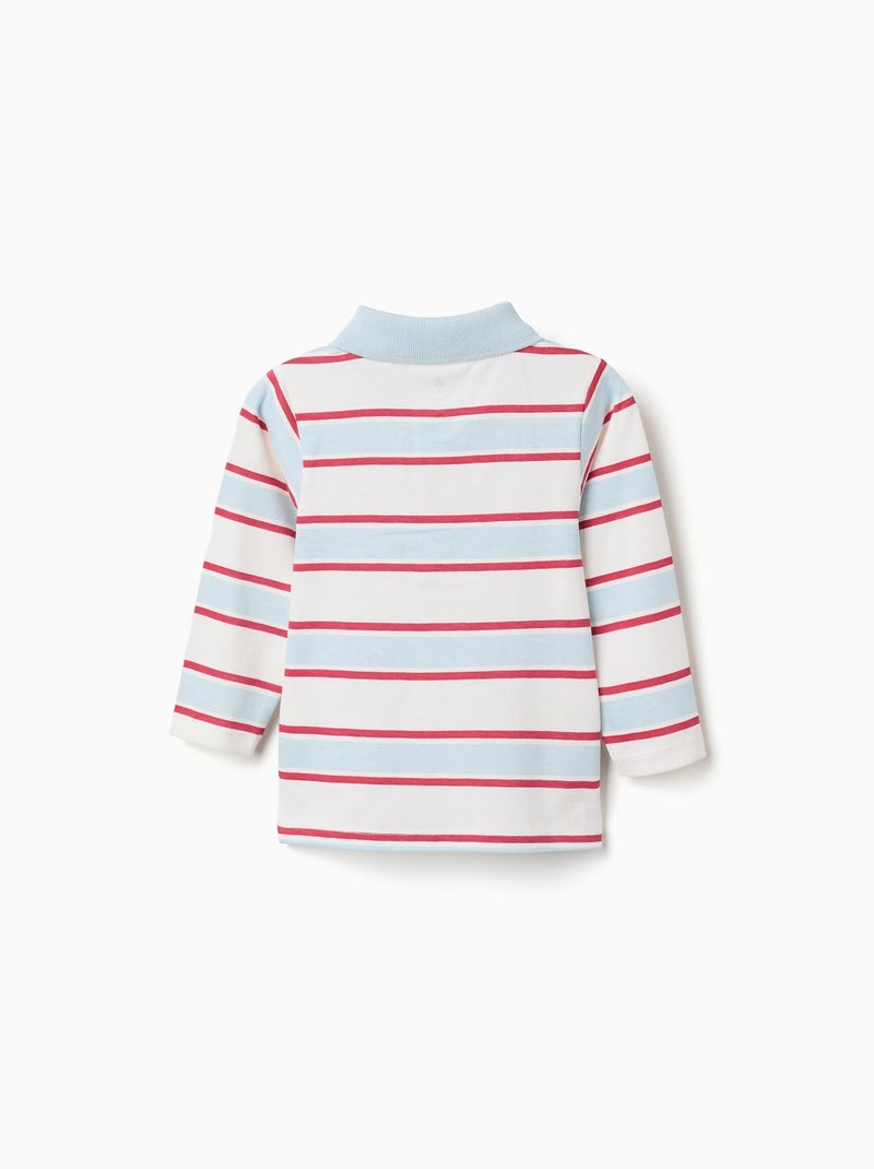 Gestreepte lange mouw poloshirt mickey Lichtblauw - Kiabi