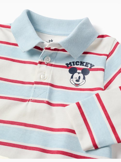 Gestreepte lange mouw poloshirt mickey - Kiabi