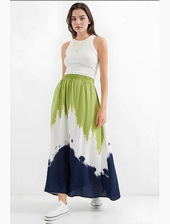 Gestreepte lange viscose rok bdart