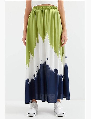 Gestreepte lange viscose rok bdart