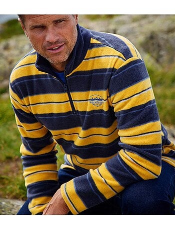 Gestreepte microfleece sweater Rocheuses - ATLAS FOR MEN