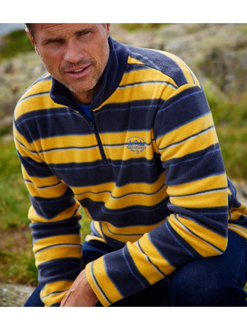 Gestreepte microfleece sweater Rocheuses - ATLAS FOR MEN Blauw Geel Blauw - Kiabi