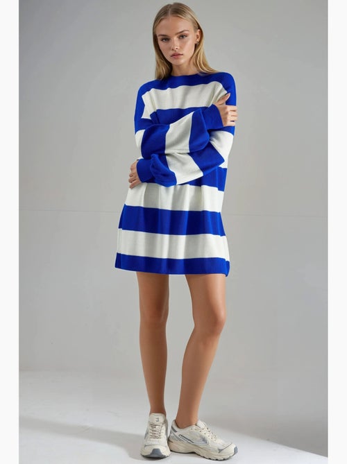 Gestreepte mini-jurk met ronde hals my fashion - Kiabi Gestreepte mini-jurk met ronde hals my fashion - Kiabi