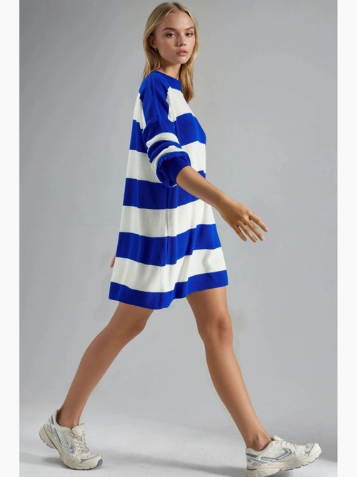Gestreepte mini-jurk met ronde hals my fashion - Kiabi Gestreepte mini-jurk met ronde hals my fashion - Kiabi